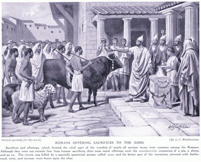 Romanos ofreciendo sacrificios a los dioses de A.C. Weatherstone